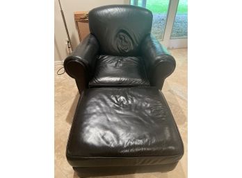 Crate And Barrel Black Leather Chair And Ottoman