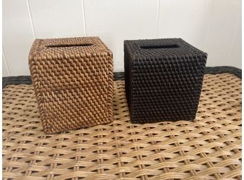 2 Rattan Tissue Box Holders