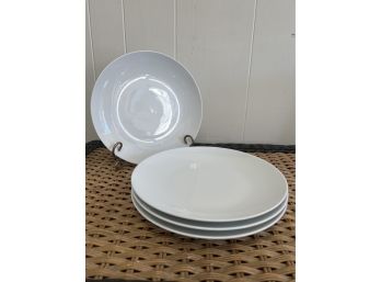 4- Pillivuyt Porcelain White Dinner Plates