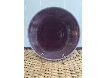 Purple Ceramic Signed Decorative Bowl