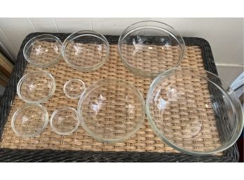 9 Glass Nesting Bowls Stamped ARC