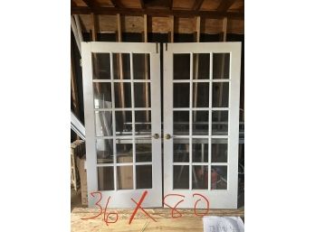36x 80 French Wood And Glass Doors