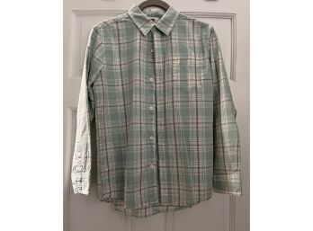 Old Navy Children's Size 10/12 Light Green  Plaid Button Down Shirt