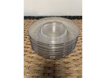 8- Silver Rimmed Glass Dessert Plates