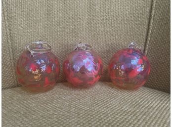 3- Art Glass Christmas Ball Ornaments