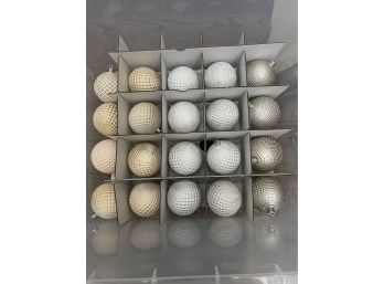 20- Plastic Gold, White And Silver Ornament Balls