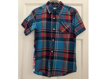 Children's Place Short Sleeve Button Down Plaid Shirt Size 10/12