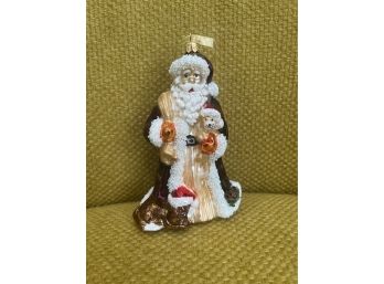 Hand Blown Santa And Dog Ornament Made In Poland