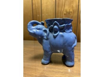 Antique Royal Blue Ceramic Elephant Planter/Vase
