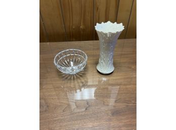 Crystal Bowl And Lenox Vase