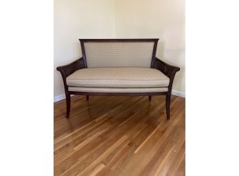 Mahogany With Caned Arms Ethan Allen Settee