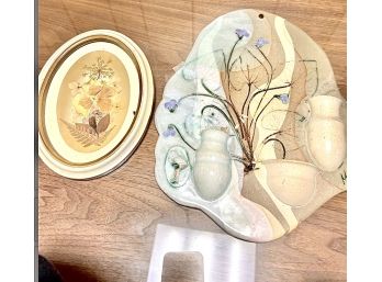 Dry Flower Art And Maudia Pottery Wall Art With 3D Vases