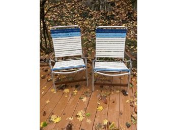 2 Wood, Aluminum And Plastic Outdoor Chairs