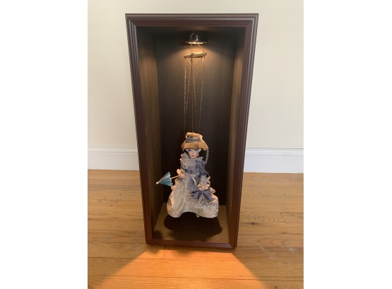 Porcelain Marionette Puppet With Light Up Display Case