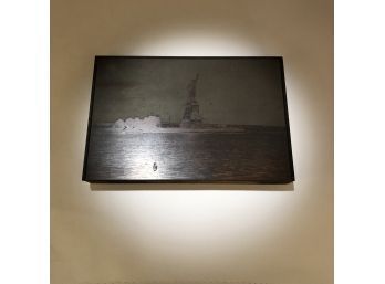 Statue Of Liberty On Bronze Plate Mounted On Wood