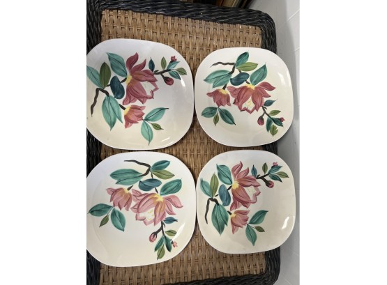4- Red Wing Hand Painted Dinner Plates