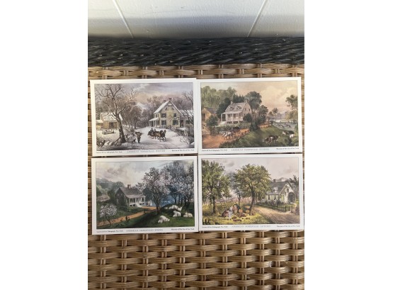 7x5 Currier And Ives Lithograph Of The Seasons