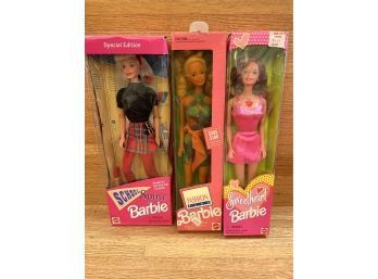 1995 School Spirit Barbie, 1991 Fashion Play Barbie And 1997 Sweetheart Barbie