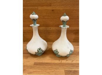 2-antique Frosted Porcelain Decanters