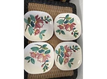 4- Red Wing Hand Painted Dinner Plates