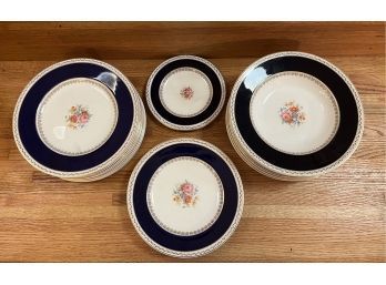 Crown Ware Ducal Navy And Floral China Made In England