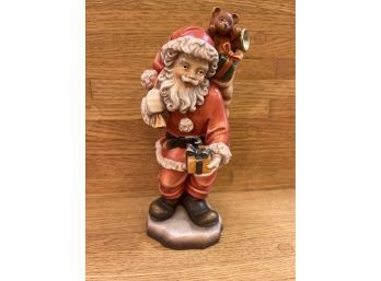 Hand Carved And Painted Wooden Santa