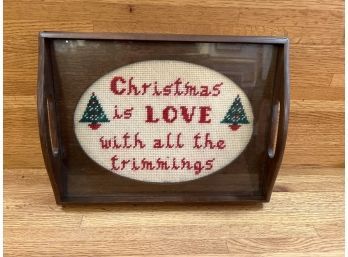 Cross Stitch  Christmas Is Love Tray