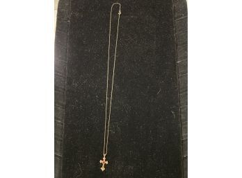 10k Gold Chain With Costume Jewelry Cross