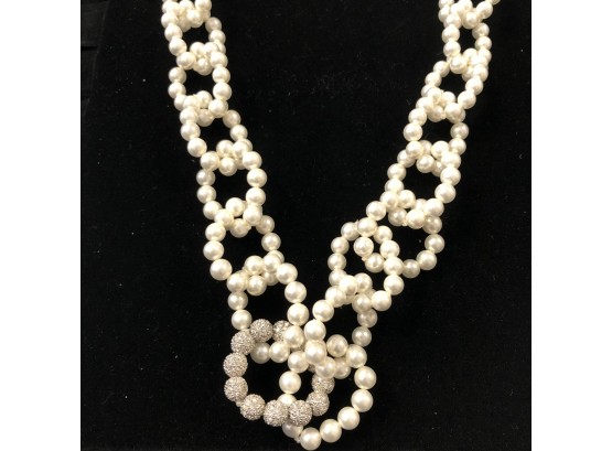 Costume Long Pearl Looped Necklace