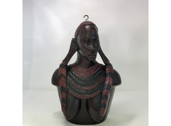 Hand Carved Wooden African Hanging Female Bust