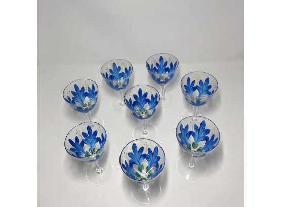 Set Of 8 Hand Painted Glassware