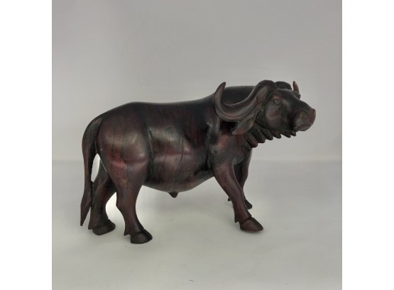 Solid Wood Carving Of A Cape Buffalo