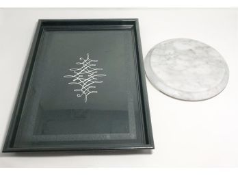 Reed Barton Plastic Tray And Marble Trivet
