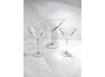 2 Martini Glasses And A Large Martini Glass