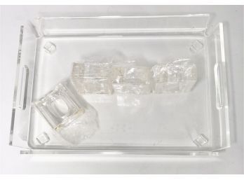 Lucite Tray & Napkin Rings