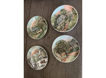 Set Of 4 Currier And Ives Plates