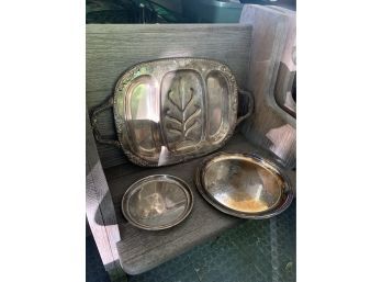 Set Of 3 Silver Plated Trays