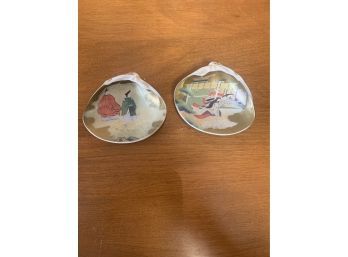 Set Of 2 Asian Hand Painted Shells