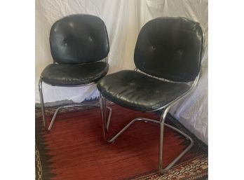 Italian Chrome And Leather Chairs