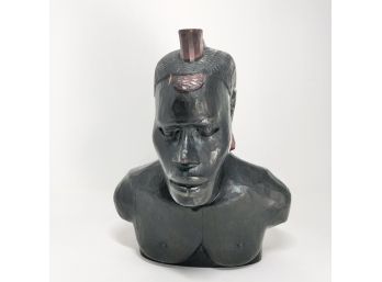 Kenyan Hand Carved Wooden Male Bust