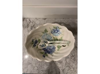 Hand Painted Porcelain Bowl And Serving Utensils