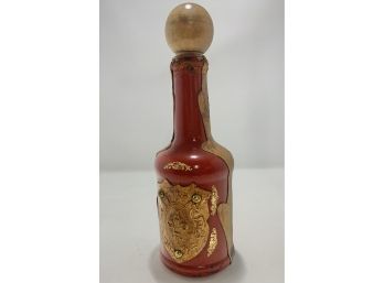 Vintage Italian Red Leather Bound Decanter