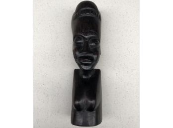 African Hand Carved Wooden Female Bust 1
