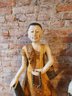Incredible Antique Pair Of Tibetan Gentlemen. Carved Wood 40  Inches Tall