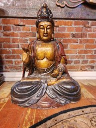 Large Antique Hand Carved Buddha.