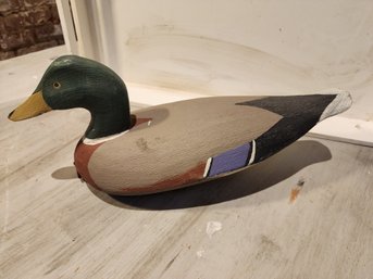 Wood Carved Duck Decoy Signed. 17'