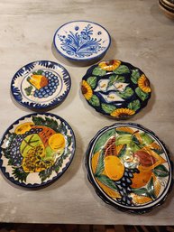 5 Vintage Dinner Plates Mexico  Various Pieces