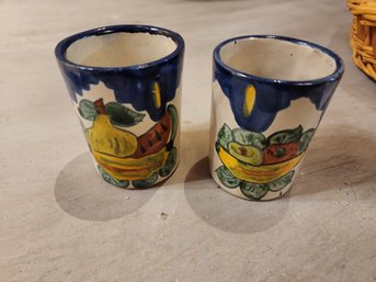 2 Mexican Pottery Drinking Cups