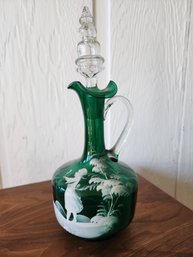 Beautiful Mary Gregory Decanter.  11.5 Inches Tall.