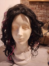 Synthetic Black Hair Curley Wig Wit Feathers And Beads